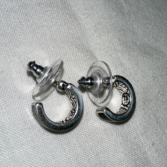 The Sak Silver and Black dainty small Hoop Earrings - Picture 2 of 2